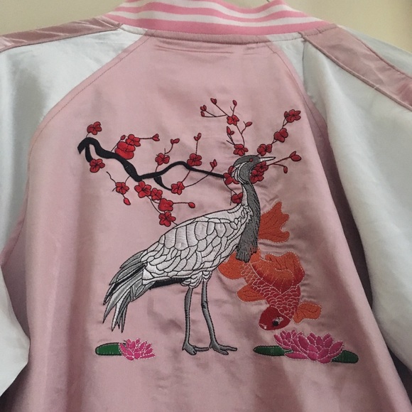 Satin Embroidered Bomber Jacket - Picture 3 of 4